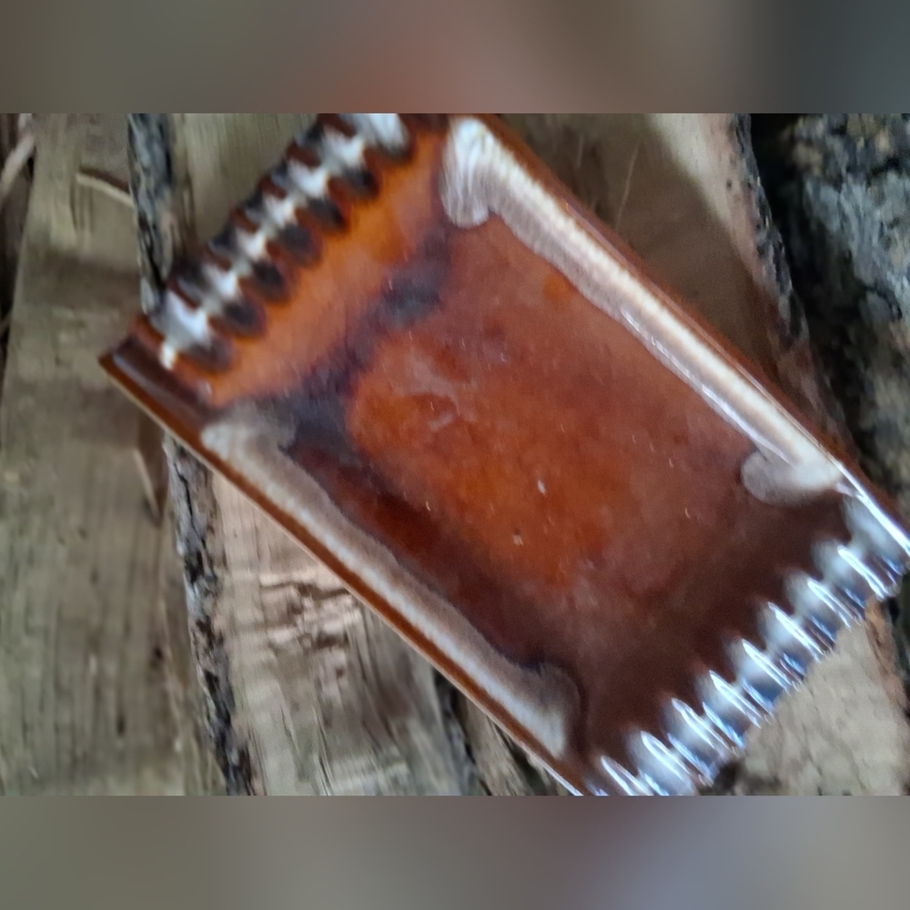 Vintage Brown Ceramic Rectangular Tray